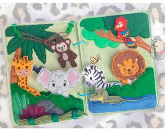 Jungle Quiet Book- ITH Embroidery design- Digital File