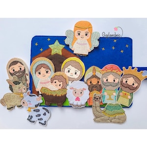 ITH Mylar Nativity Story Finger Puppets and Quiet Book- In The Hoop Machine Embroidery Design. - Archivo digital