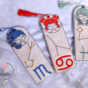 Water Signs Book Marks- ITH Embroidery Design- ITH Cancer Book Mark- ITH Pisces Book Mark-