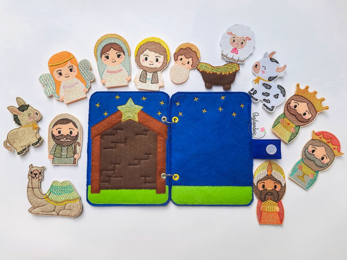 ITH Mylar Nativity Story Finger Puppets and Quiet Book- in the Hoop ...