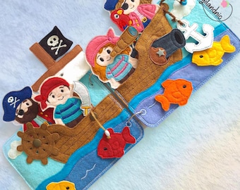 Pirates Quiet Book- In The Hoop Machine Embroidery Design. ITH Quiet book- Bussy Book  machine embroidery design. - Digital File