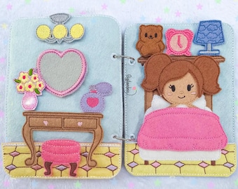Bedroom Doll House Page. In The Hoop Machine Embroidery Design. ITH Quiet book- Digital File ITH Pretend Play