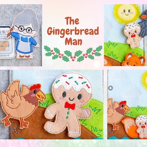 The Gingerbread Man - En el diseño de bordado de la máquina de aro. ITH Libro silencioso - Archivo digital ITH Simul Play
