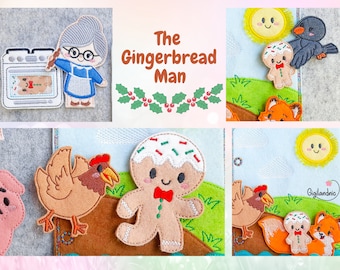 The Gingerbread Man - En el diseño de bordado de la máquina de aro. ITH Libro silencioso - Archivo digital ITH Simul Play