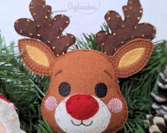 Reindeer Ornament - ITH Embroidery Design -Digital File