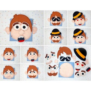 4X4 Emotions and face parts- Boy Version- ITH Quiet Book - Quiet Book Pattern In The Hoop Machine Embroidery Design. / Digital File