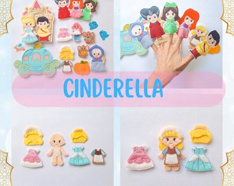 Cinderella Finger Puppets Set- ITH Embroidery Design-Digital Design for Embroidery Machines