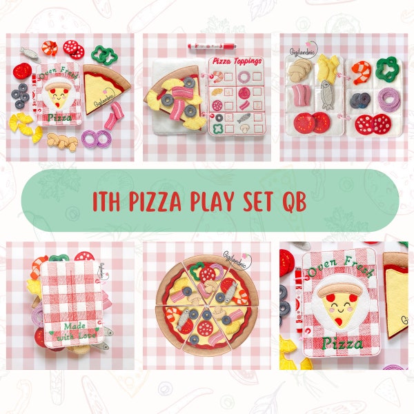 ITH Pizza Play Set QB- Dans le motif de broderie machine cerceau. ITH Quiet book- Bussy Book- Conception de broderie machine. - Fichier numérique