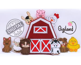 ITH Farm Finger Puppets Design-Digital Embroidery Design-Instan Download-Digital embroidery files-felties.- Digital File