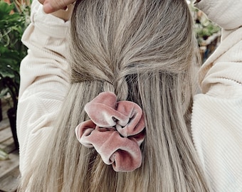 Élastique à Cheveux En Velours Brun Foncé (ou Violet Pastel) - Neuf Sans étiquette