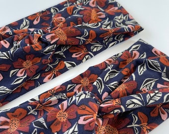 Florals Adult Twisted Headband, Turban Headband, Gift for Her, Soft Headband, Nonslip Hair Accessories