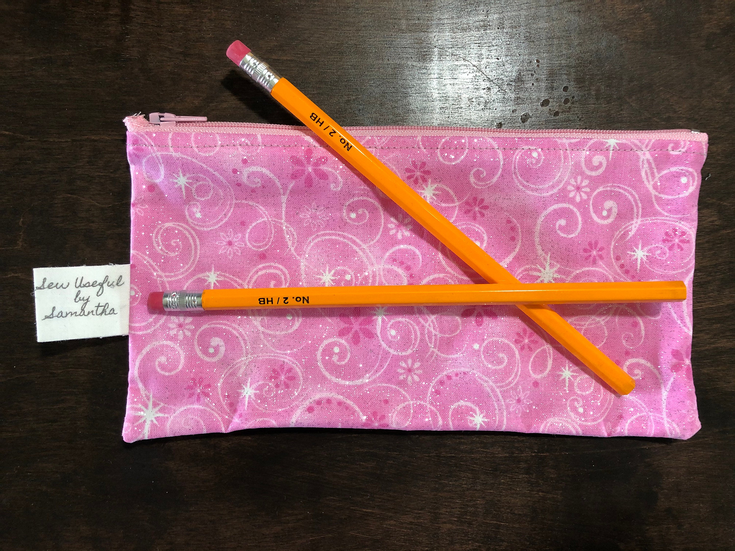 Pink Glitter Pencil Pouch Travel Bag Make Up Bag Zipper Etsy