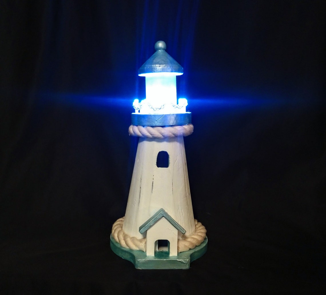 Light Up Lighthouse Wood Lighthouse LED lighthouse Tabletop Etsy