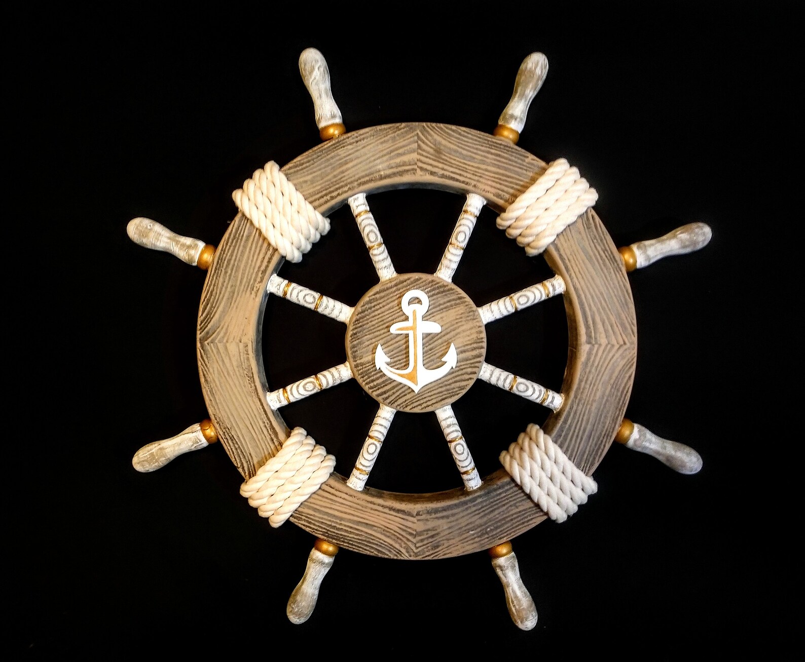 Wood Boat Wheel Distressed Wheel Nautical wall decor Etsy