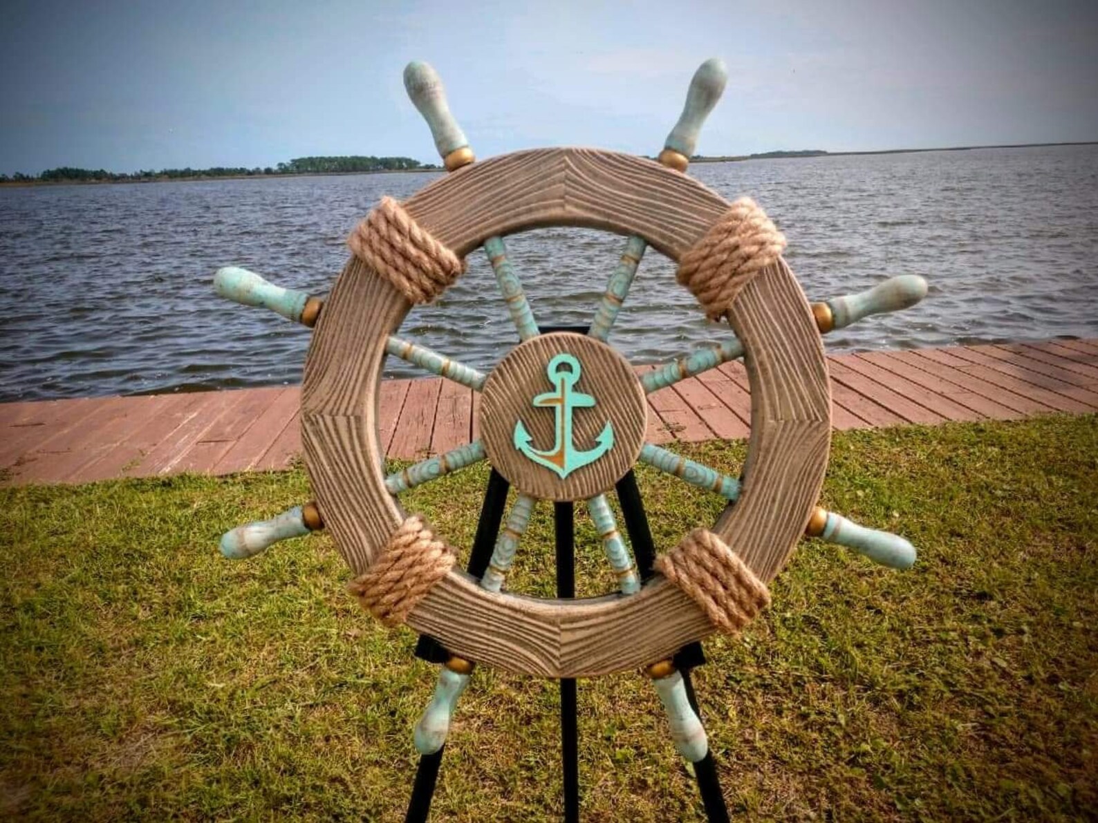 Wood Boat Wheel Distressed Wheel Nautical wall decor Etsy