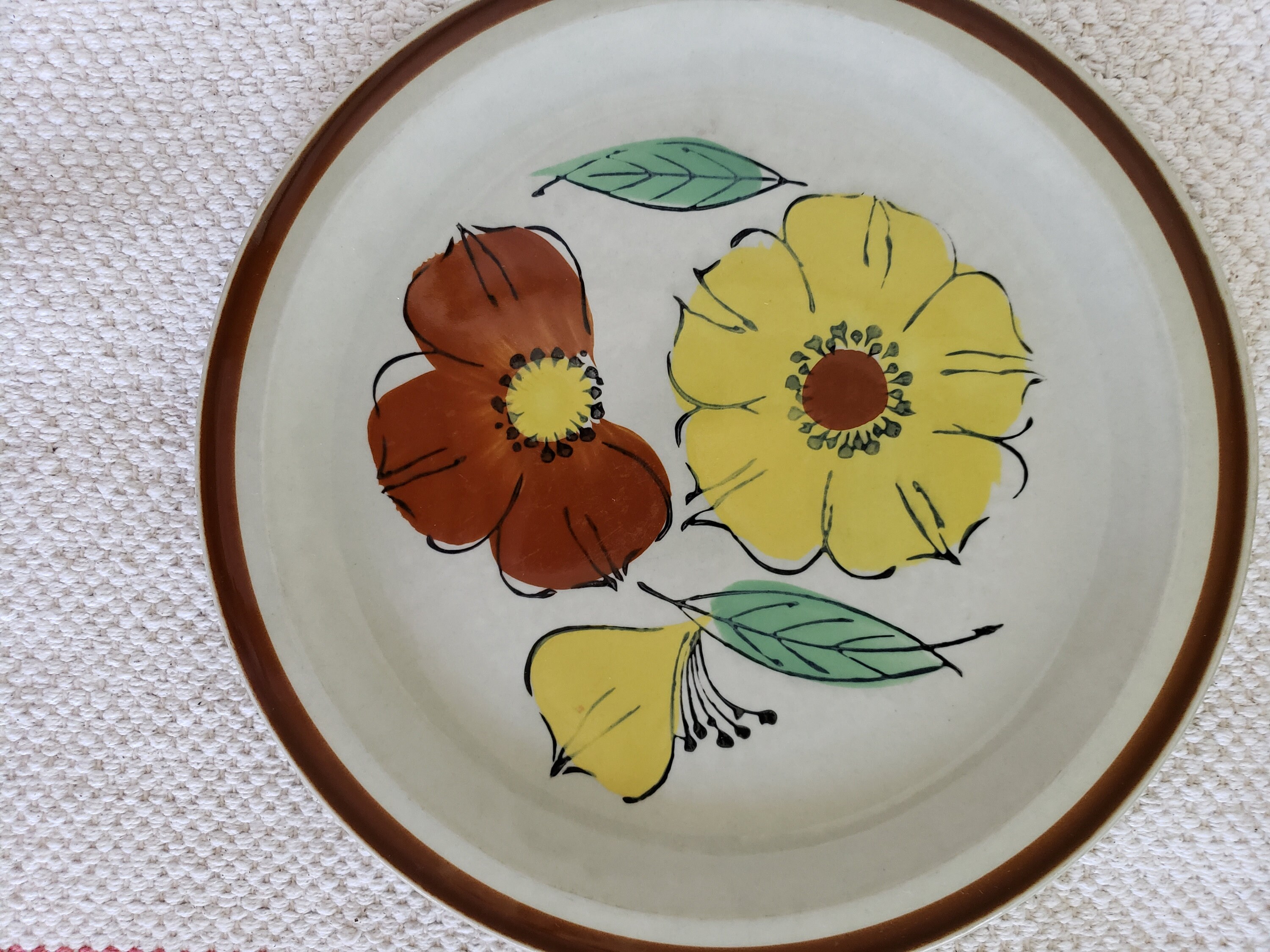 Set of Four Vintage Topaz Hand Painted Stoneware Dinner Plates Etsy