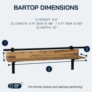 Bar top dimensions for the Views Balcony Bar