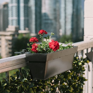 Outdoor Railing Planters, Weatherproof Planter Box, Adjustable Brackets, Drainage Holes | FREE SHIPPING in North America