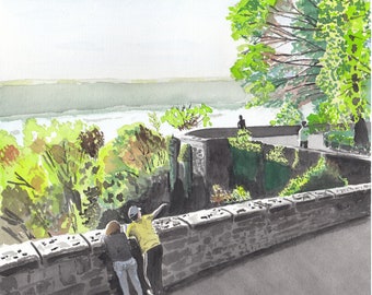 Fort Tryon Overlook Painting, Watercolor Print, Washington Heights, Limited Edition of 50 and Various Sizes
