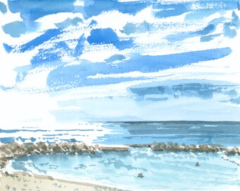 Ko Olina Lagoon 4, Part 1, Oahu, Watercolor Print, Plein Air, Limited Edition of 50 or Various Sizes