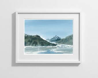 Margerie Glacier, Alaskan Cruise, art print, watercolor, Limited Edition of 50 or Various Sizes