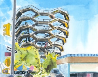 The Vessel, NYC, Watercolor Print, Limited Edition of 50 and Various Sizes