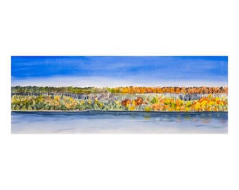 Warmth Across the River, Palisades, Painting, Watercolor Print, Romantic, Hudson River, Limited Edition of 50 and Various Sizes