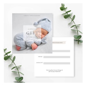 Carte-cadeau pour une séance photo, modèle de bon cadeau. Modèle de certificat-cadeau. Modèle marketing, photographie de nouveau-né