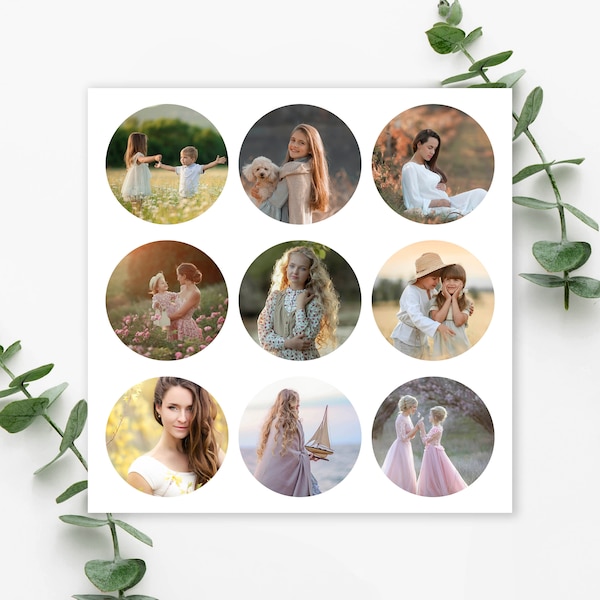 Photoshop Collage Storyboard, Photography Template, Shoot Highlights, Circles Blog Board, 24x24, Circle Storyboard Templates