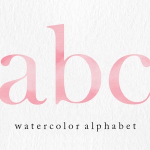 Imágenes Prediseñadas de alfabeto en minúsculas de acuarela rosa, letras, A-Z, rosa bebé, dibujo, ilustraciones, invitaciones, niños, niños, diseño