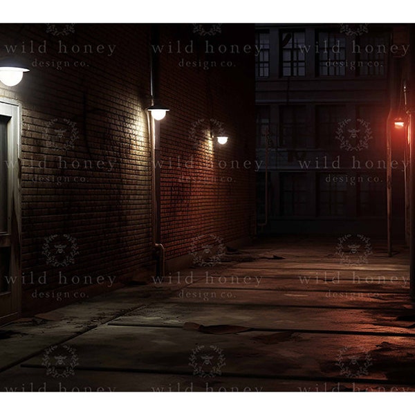 Dark Alley Digital Backdrop, Superhero, Inner City, Gritty Back Alley, Digital Background for Photography, New York, Town, Composite