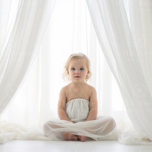 Sheer Curtain Digital Backdrop, White Studio background, Digital Background, Sitter, Child, Maternity, White Floor background