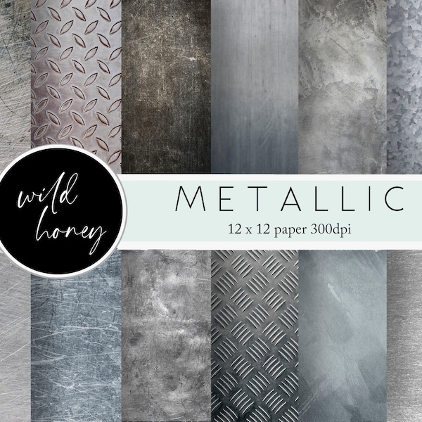Metal Digital Paper,  Metallic Textures, Steel, Iron, Rust, Industrial, Scrapbook Paper, Digital download, Grunge, Gritty Textures