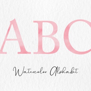 Alfabeto de acuarela rosa, letras A-Z, rosa bebé, dibujo, ilustraciones, invitaciones, niños, diseño