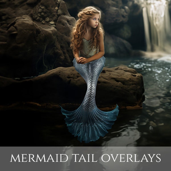 Mermaid Tail Overlays, Clipart, 8 PNGs, Mermaid, Tails, Fish Tails, Ocean, Whimsical, Transparent PNG