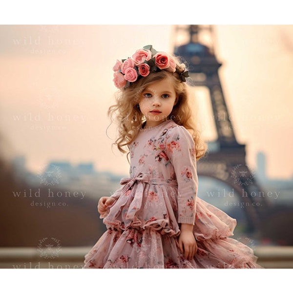 Springtime in Paris Digital Backdrop, Eiffel Tower, Digital Background for Photography, Spring, Portrait, Composite