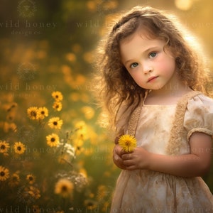 Yellow Wildflowers Digital Backdrop, Flower Field, Sunset, Digital Background for Photography, Flowers, Composite, Summer, Spring