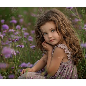 Purple Flowers Digital Backdrop, Wildflowers, Flower Field, Digital Background, Portrait Photography