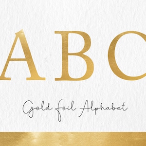 Goldfolie Alphabet Clipart, kommerzielle Nutzung, Goldmetallische Buchstaben, A-Z, Goldfolie Schriftzug