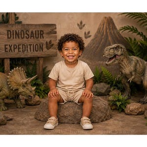 Dinosaur Studio Digital Backdrop: Birthday, Portrait (Digital Download)