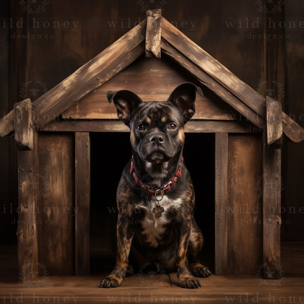 Wooden Doghouse Digital Backdrop, Kennel, Pets, Dog, Digital Background for Photography, Composite