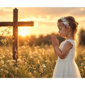 Prayer Cross Meadow Digital Backdrop: First Communion Photography (Digital Download)