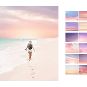 Tropical Skies Overlays, Pink Sky, Sunset Overlays, Cloud Overlays, for Photoshop, JPGs, Photoshop Overlay