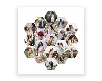 Honeycomb Photo Collage Template: Hexagon Storyboard (PSD)