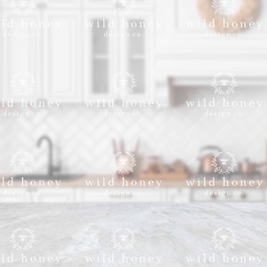Kitchen Mockup Background, Table, Digital Background, Farmhouse, White Marble, Digital Backdrops, Stock Photo, Countertop