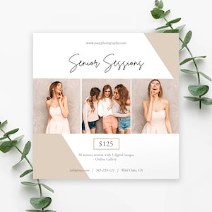 Senior Photography Marketing Template, Class of 2024, 2025. Senior Mini Session, Senior Rep. Photography Session flyer, digital download, ad