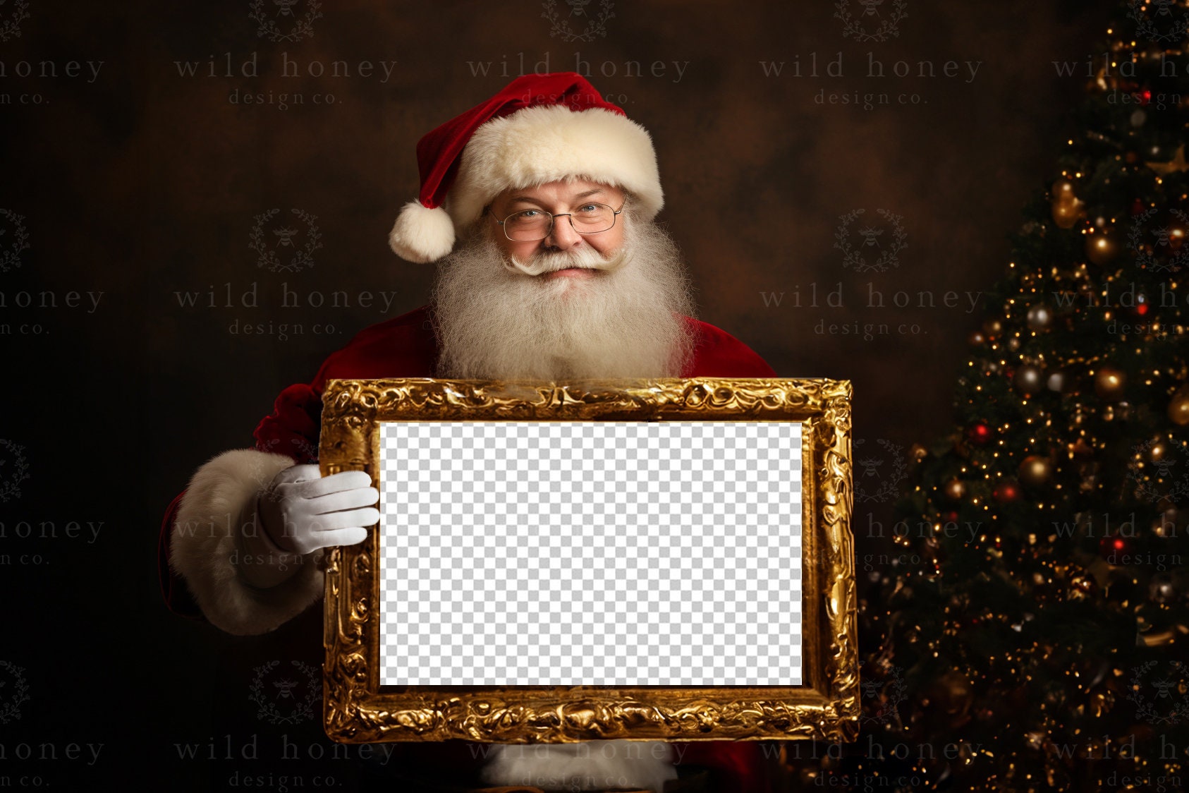 アンティーク調　サンタクロース　フォトフレーム Santa Holding Picture Frame PNG, Father Christmas, Photography