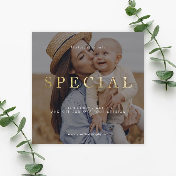 Session Sale Special Marketing Template, promotion, sale, offer. Photography Session flyer, digital download