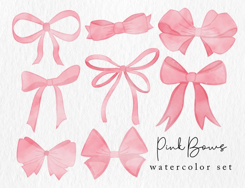 Pink Bows Watercolor Clip Art, Commercial Use, Design Elements, PNGS, Ribbon,  Bow, Illustrations, Drawings, Clipart, Scrapbooking -  Sweden