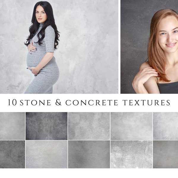 10 Stone and Concrete Textures for Photoshop, Overlays, PS Textures, Grey Digital Backdrops, Grey Rock, Backgrounds, Fine Art, Canvas